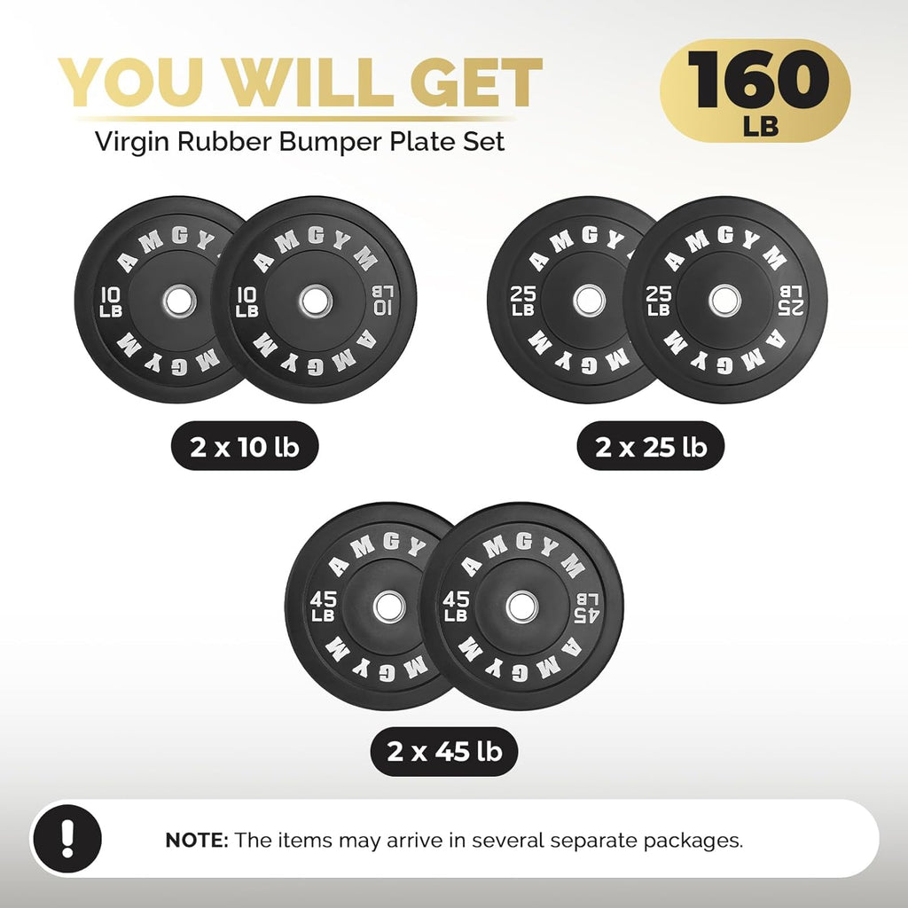 2 Inch Bumper Plates, 10-650Lbs, Barbell Rubber Olympic Weight Plates Set for Home Gym, Strength Training & Weight Lifting, Multiple Options Colors