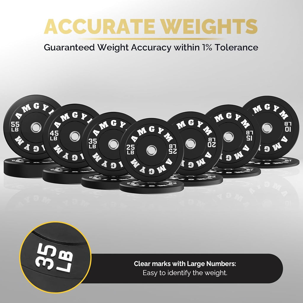 2 Inch Bumper Plates, 10-650Lbs, Barbell Rubber Olympic Weight Plates Set for Home Gym, Strength Training & Weight Lifting, Multiple Options Colors